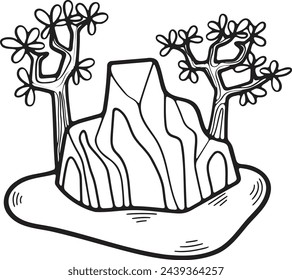 Hand Drawn natural island in flat style isolated on background