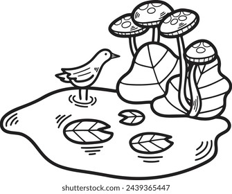 Hand Drawn natural island in flat style isolated on background