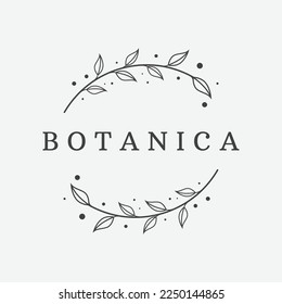 Hand drawn natural organic botanical feminine delicate logo for florist, wedding, badge, photographer and beauty.
