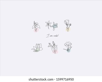 Hand drawn natural plant,herbs, leaves,orchid,illustration of black and white pattern nature plants flowers elements,Perfect for invitations, greeting cards, prints, posters