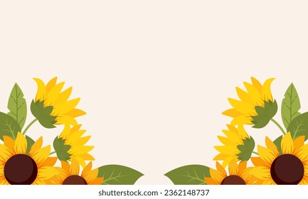 Hand Drawn Natural Sunflower Border Frame Vector