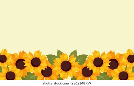 Hand Drawn Natural Sunflower Border Frame Vector