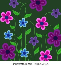 Hand Drawn Nature Flower Background. Summer Illustration