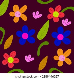 Hand Drawn Nature Flower Background. Summer Illustration
