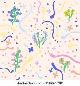 Hand Drawn Nature Flower Background. Summer Illustration