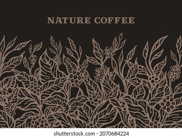 Hand drawn nature illustration doodle botanical plant ornament tropical harvest Coffee tree