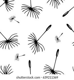 Hand Drawn Nature Pattern. Black and White Eco Seamless Vector Texture