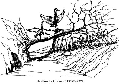 Hand drawn nature sketch art vector. Using for wall decoration. Editable