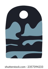 Hand Drawn Nature with Sun and Waves. Vector Illustration. Sunset on the Beach. Beach Vibe.