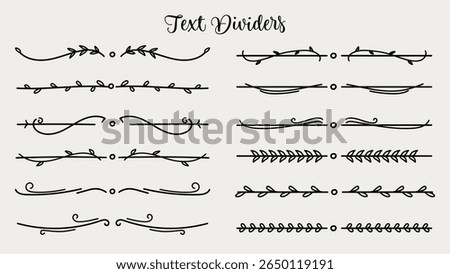 Hand drawn nature text divider for text layout separator decoration element collection.Vector illustration