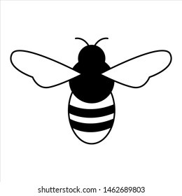Hand drawn nature vector illustration. Black and white figure of bee isolated on white background. Beekeeping themed art. Perfect for icon or logo. 