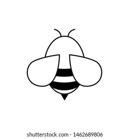 Hand drawn nature vector illustration. Black and white figure of bee in cartoony style isolated on white background. Beekeeping themed art. Perfect for icon or logo. 