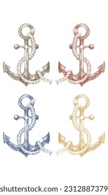 Hand Drawn Nautical Anchor Vector Illustration