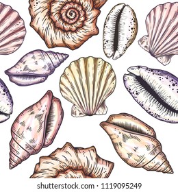 Hand drawn nautical seamless pattern. Vector illustration eps10.