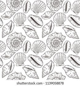 Hand drawn nautical seamless pattern. Vector illustration eps10.