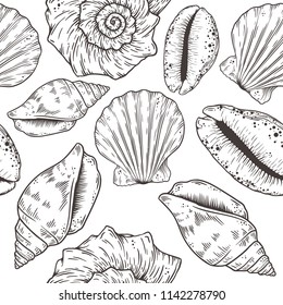 Hand drawn nautical seamless pattern. Vector illustration eps10.