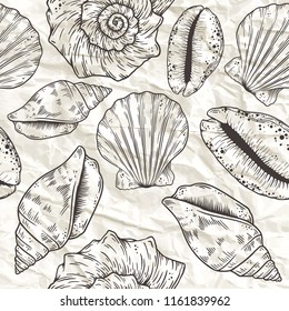 Hand drawn nautical seamless pattern. Vector illustration eps10.