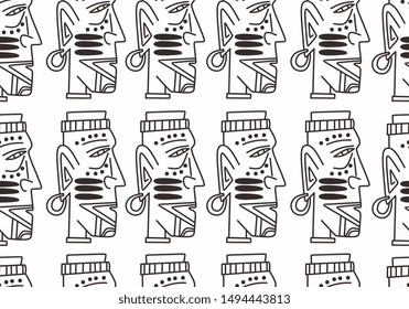 Hand drawn navajo tribal aztec drawing seamless pattern colorful background