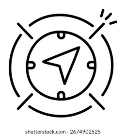 Hand drawn navigation compass icon showing direction