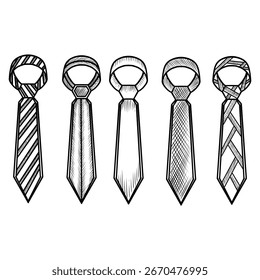 Dibujado a mano Corbata Colección Boceto Ilustración