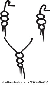 Collar dibujado a mano y vectores de aros sobre fondo blanco