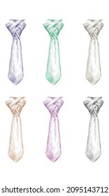 Hand Drawn Necktie Vector Illustration. Necktie Isolated On A White Background
