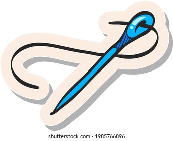 Handgezeichnete Nadelsymbol auf Aufkleber, Vektorgrafik