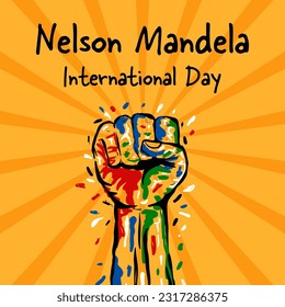 hand drawn nelson mandela international day illustration vector