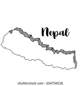 Hand drawn  of  Nepal map, vector  illustration