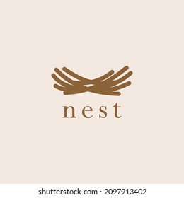 hand drawn nest logo vector design