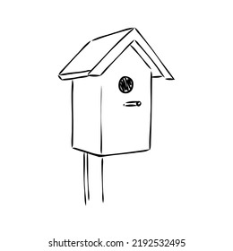 Hand drawn nesting boxes doodle. Birdhouse in sketch style. Vector illustration isolated on white background.