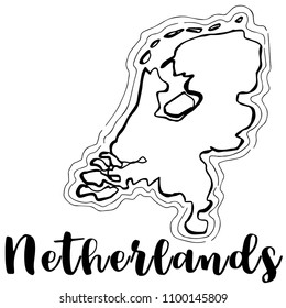 Hand drawn Netherlands map sketch,vector illustration