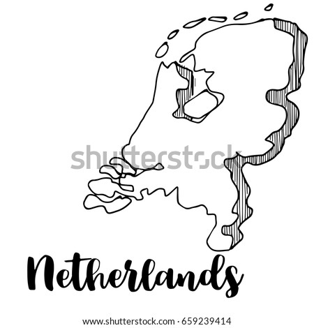 Hand drawn of Netherlands map, vector illustration