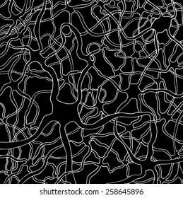 Hand drawn neuron cells network pattern, concept of neurons and nervous system. Vector illustration.