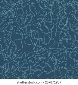 Hand drawn neuron cells network pattern, concept of neurons and nervous system. Vector illustration.