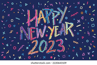 Hand drawn new year 2023 Blue Background Free Vector Image