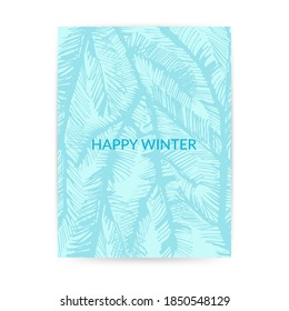 Hand drawn new year card in green mint colors. Christmas tree branches background for winter holidays and new year celebration party invitation.