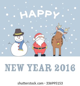 Hand drawn New Year card