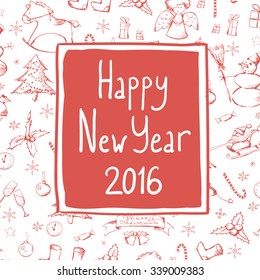 Hand drawn New Year card 