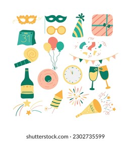 Hand Drawn New Year Element Illustration For New Year Poster, Card, Quotes, etc.