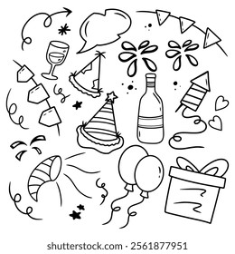 Hand Drawn New Year Elements Vector