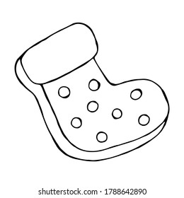 Hand drawn New year gingerbread. Christmas deserts on white background.  Black and white sketch. Vector illustration.