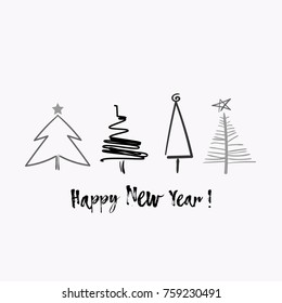 hand drawn new year greeting card