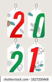 Hand drawn new year labels collection 