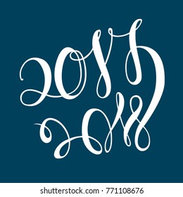 Hand drawn new year lettering vector illustration on blue background