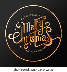 Hand drawn New year and Merry Christmas typography poster. Celebration quotation for web, card, postcard, event icon logo or badge. Vintage style.