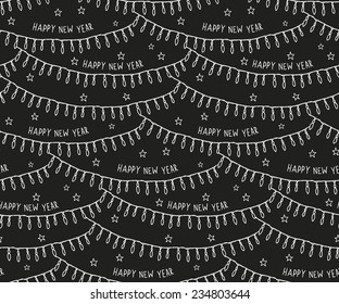 Hand drawn New Year pattern, blackboard