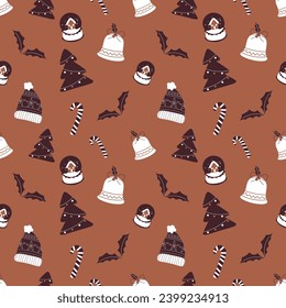 Hand drawn new year pattern design background. Vector illustration.