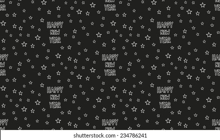 Hand drawn New Year seamless pattern, blackboard