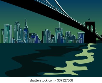 Hand drawn New York Bridge - vector